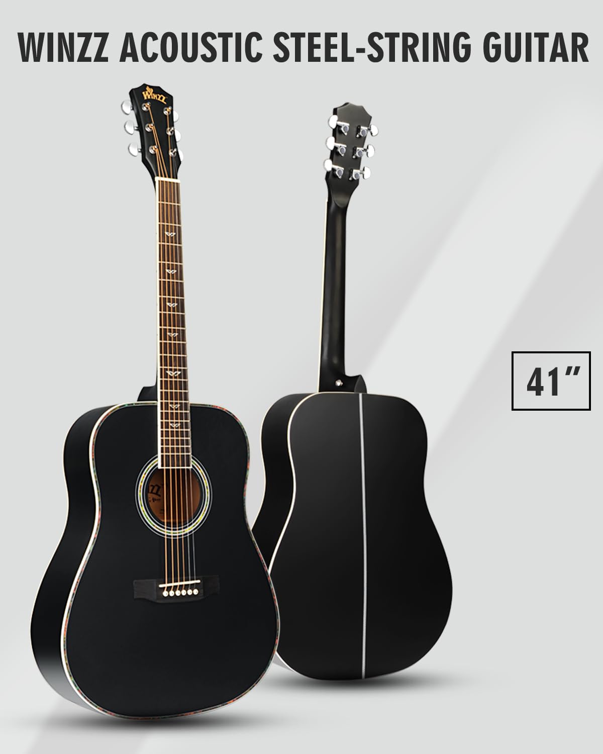 Amazon | Winzz アコースティックギター フルサイズ、4/4 フォーク